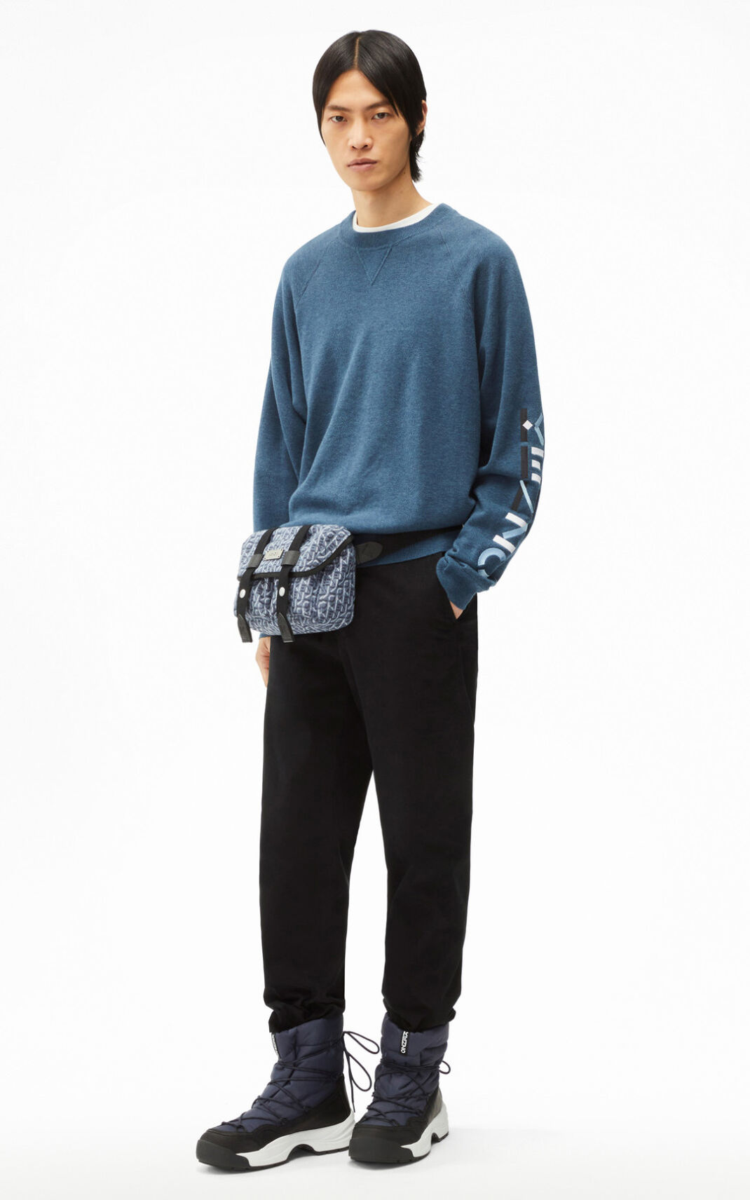 Pull Kenzo The Hiver Capsule Logo Homme Bleu Noir | PUIN-97106